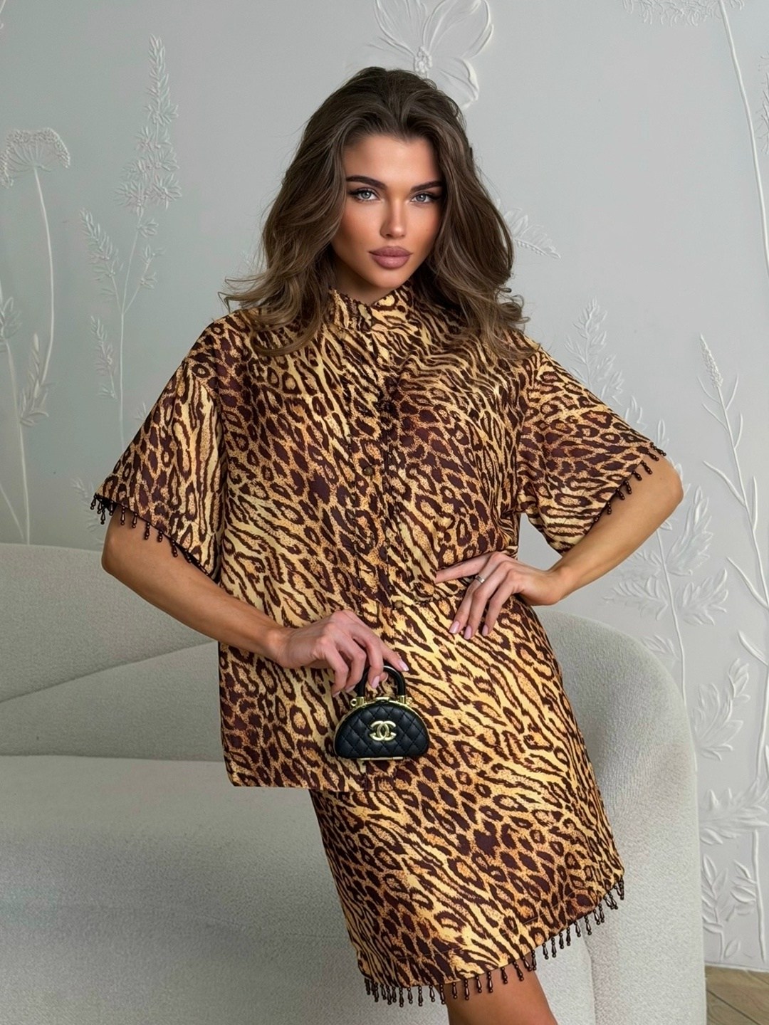 костюм леопардовый,пижама для женщин,костюм с юбкой,