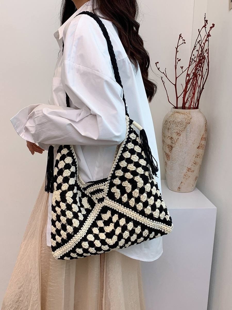 сумка пляжная плетеная,вязаная сумка,плетеная сумка,женская соломенная сумка,вязаная сумочка