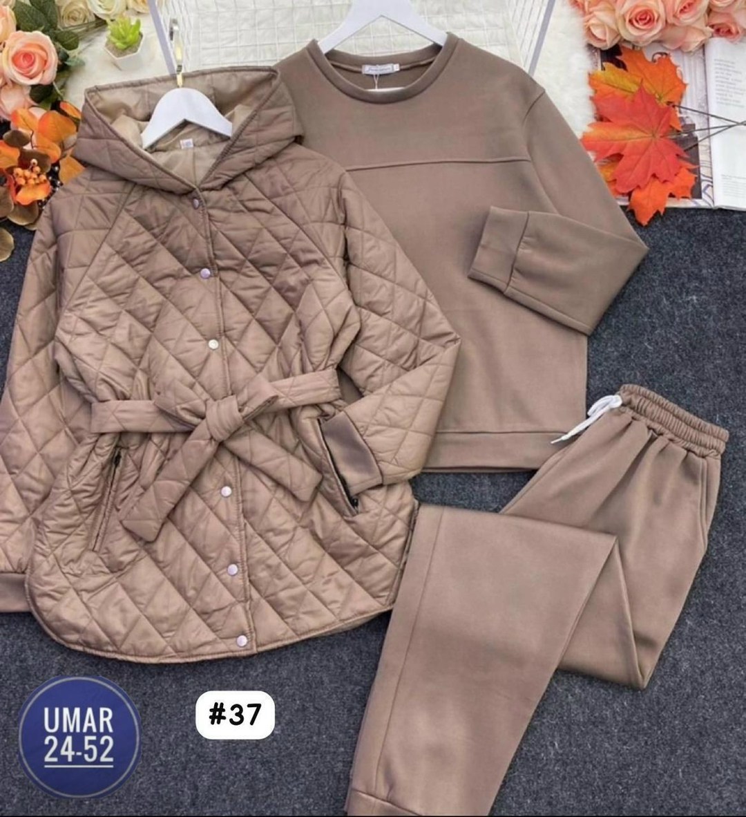 cпортивный костюм женский на флисе,костюм женский на флисе,костюм тройка с курткой,костюм женский тройка,костюм спортивный тройка с длинным стеганым пальто cubi shop