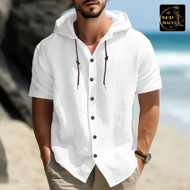 рубашка с капюшоном,рубашка мужская с капюшоном,мужская повседневная рубашка,мужская льняная рубашка,летние рубашки