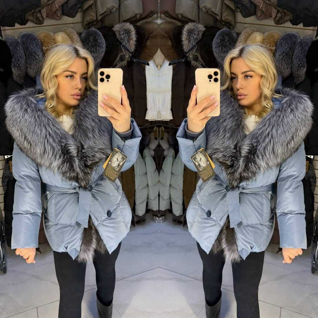 зимняя женская куртка с мехом финской чернобурки,пуховик с натуральным мехом женский,пуховик с натуральным мехом,пуховик с мехом,пуховик с натуральным мехом furs lux