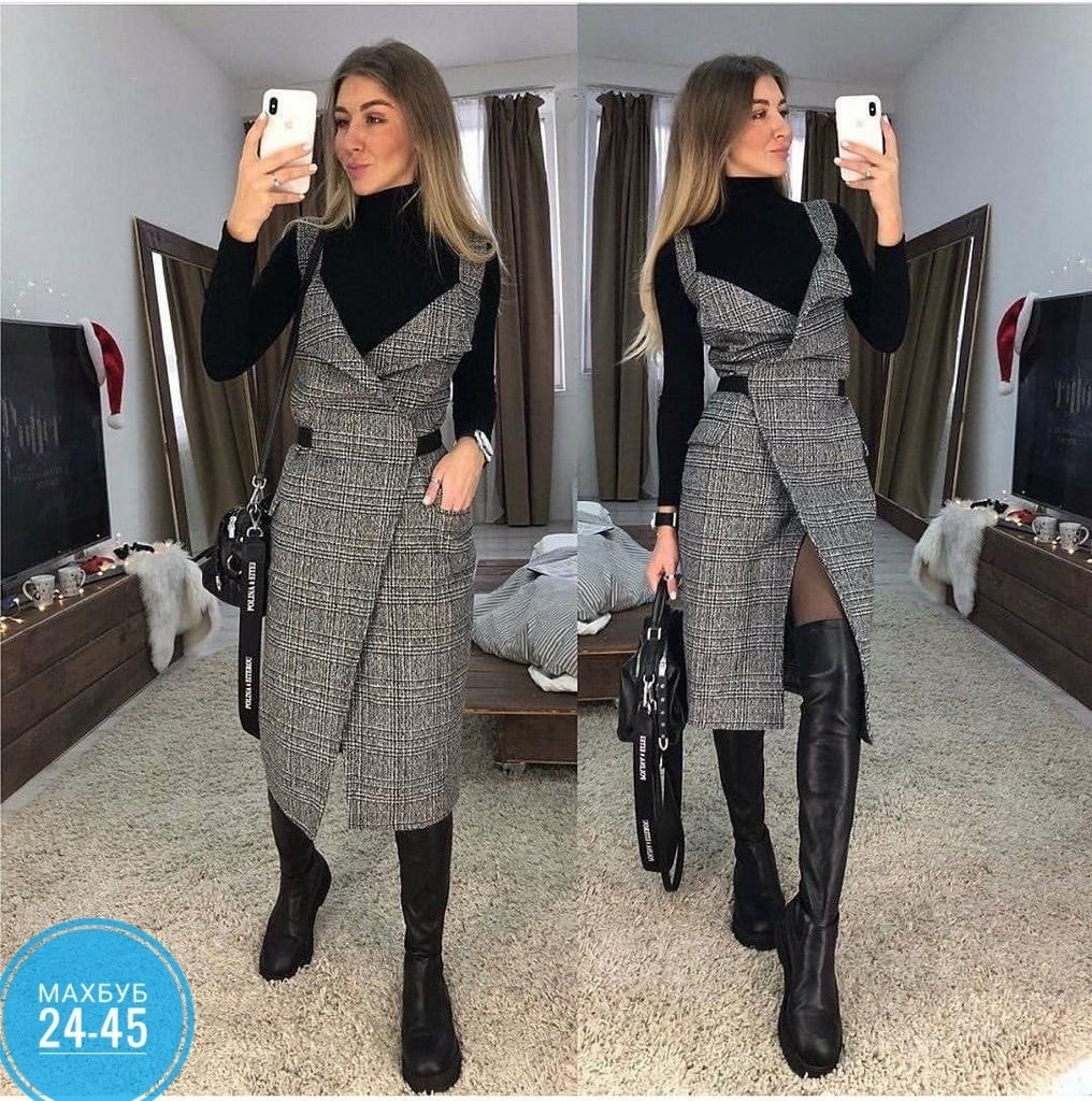 твидовый сарафан,теплый сарафан,сарафан,сарафан модный,сарафан для офиса