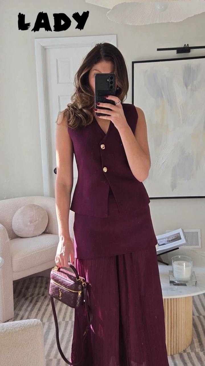 брюки палаццо wonderclo 32355562,костюм с юбкой и жилетом бордовый,костюм двойка женская,жилет с юбкой,костюм женский с юбкой