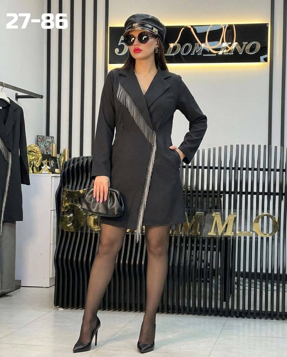 платье пиджак,стильное платье пиджак,платье пиджак с бахромой,пиджак платье женский,платье пиджак с бахромой из страз