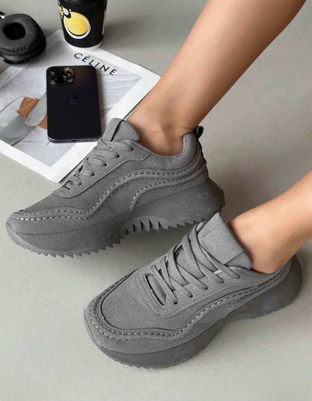 кроссовки замшевые демисезонные,серые кроссовки,кроссовки женскиe,,повседневные кроссовки