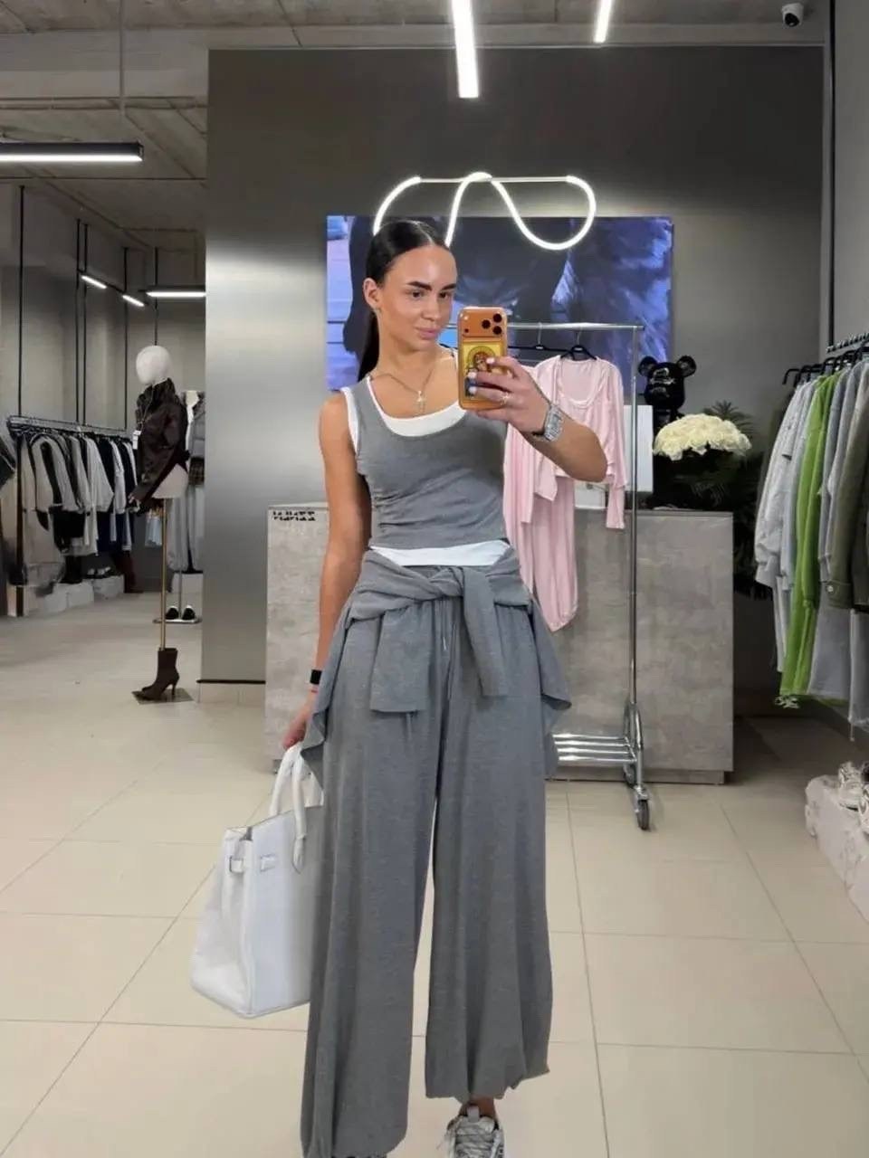 костюм с брюками,летние костюмы женские,стильный летний костюм,желтые брюки,широкие брюки