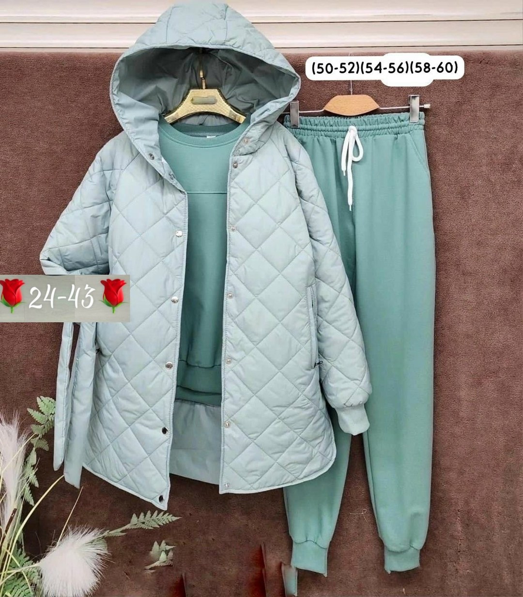 cпортивный костюм женский на флисе,костюм спортивный тройка с длинным стеганым пальто cubi shop,костюм женский на флисе,костюм тройка с курткой,костюм спортивный тройка с длинным стеганым пальто