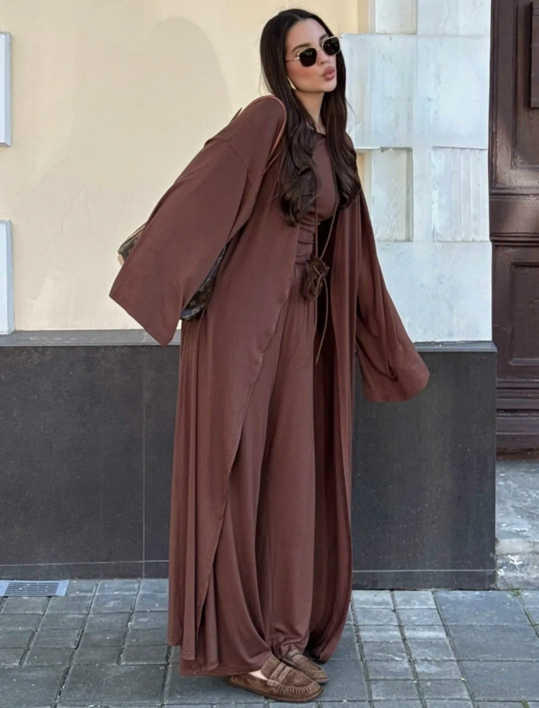 вечерние костюмы,длинный кардиган,стильные костюмы,широкие брюки