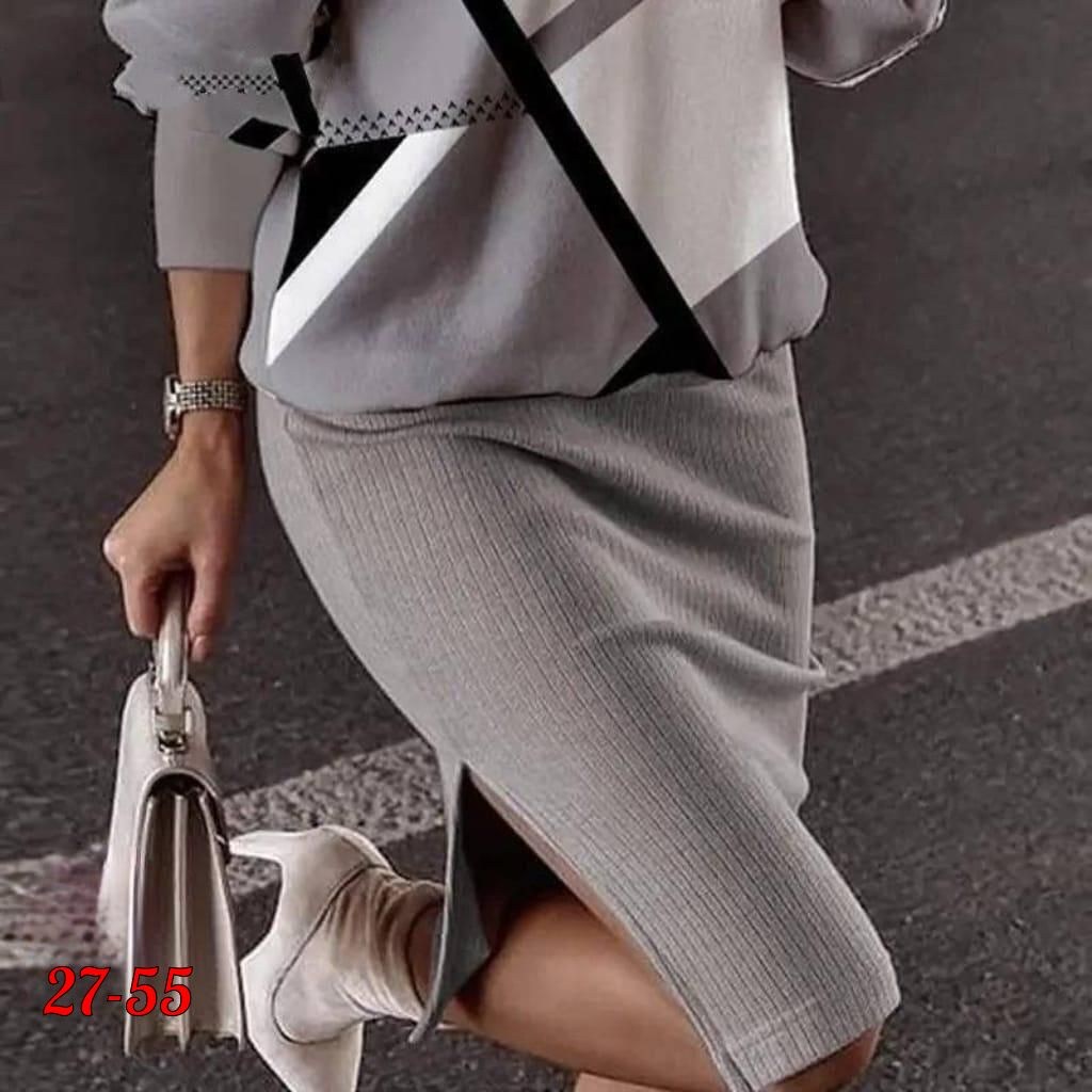 костюм женский двойка,костюм двойка трикотаж,женский трикотажный костюм с юбкой черный с белым,костюм женский трикотажный с юбкой черный с белым арт. 7197177,костюм женский двойка юбка с джемпером