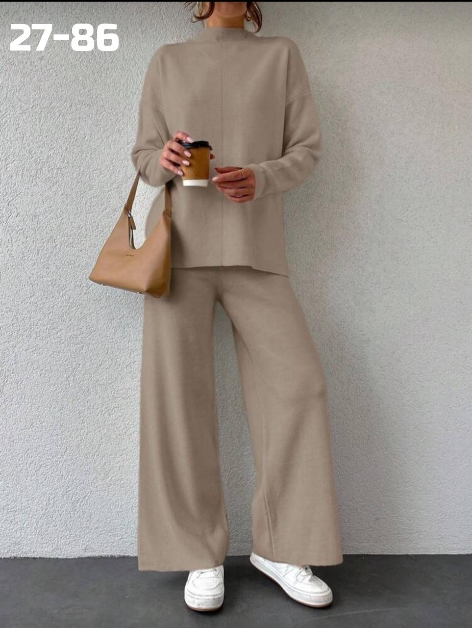 костюм двойка кашемир,трикотажный костюм,трикотажный брючный костюм,костюм с брюками,костюм женский с брюками палаццо