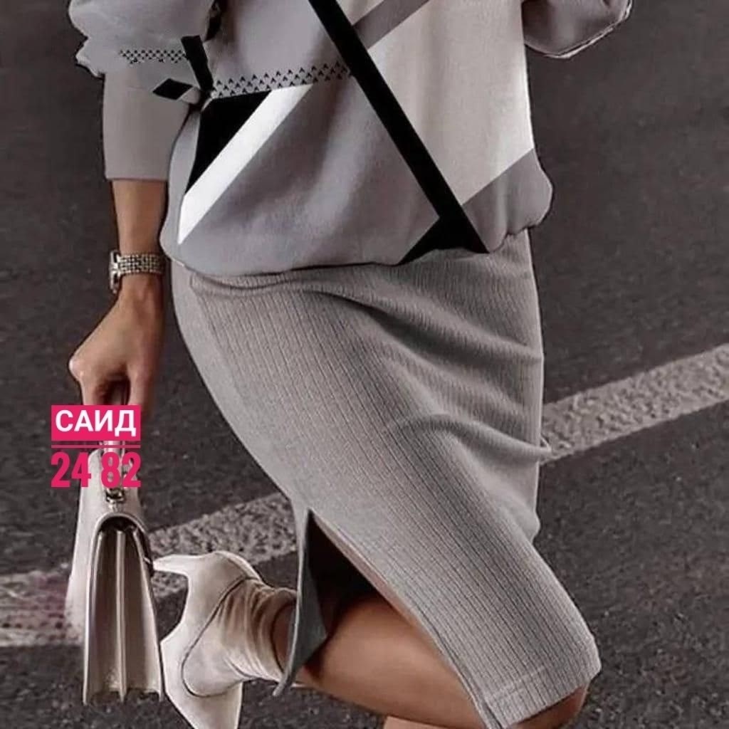 женский костюм двойка лапша,костюм женский двойка,костюм женский трикотажный с юбкой черный с белым арт. 7197177,женские костюмы,костюм двойка лапша