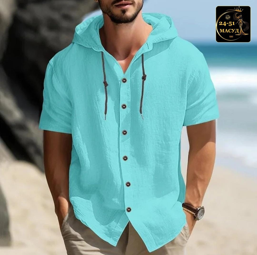 рубашка с капюшоном,рубашка мужская с капюшоном,мужская повседневная рубашка,мужская льняная рубашка,летние рубашки