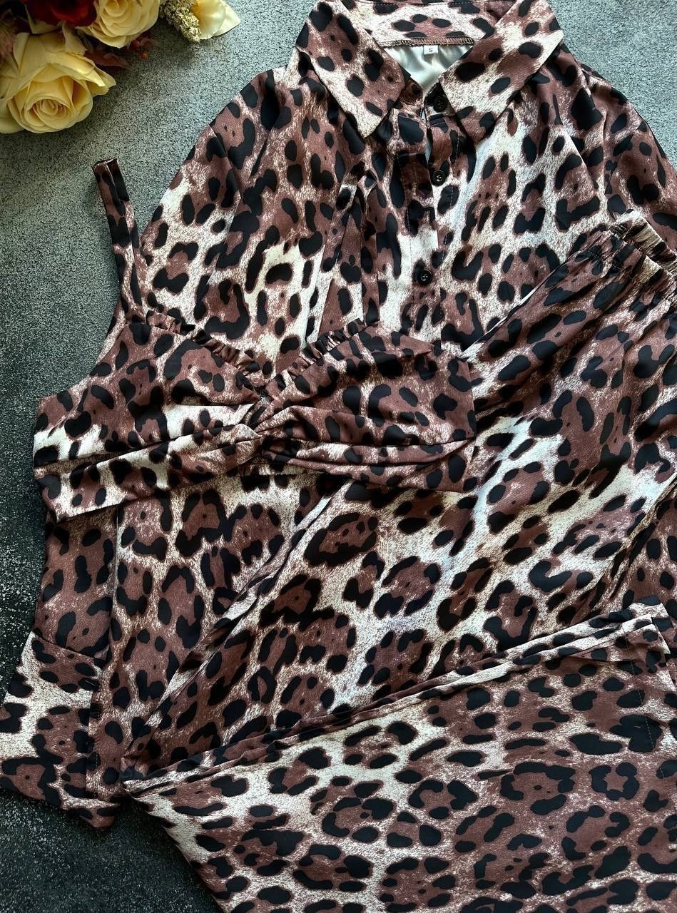 шелковая пижама,брючный костюм в пижамном стиле vi&jul,костюм женский леопардовый,леопардовый костюм женский брючный,костюм брючный летний леопардовый al style