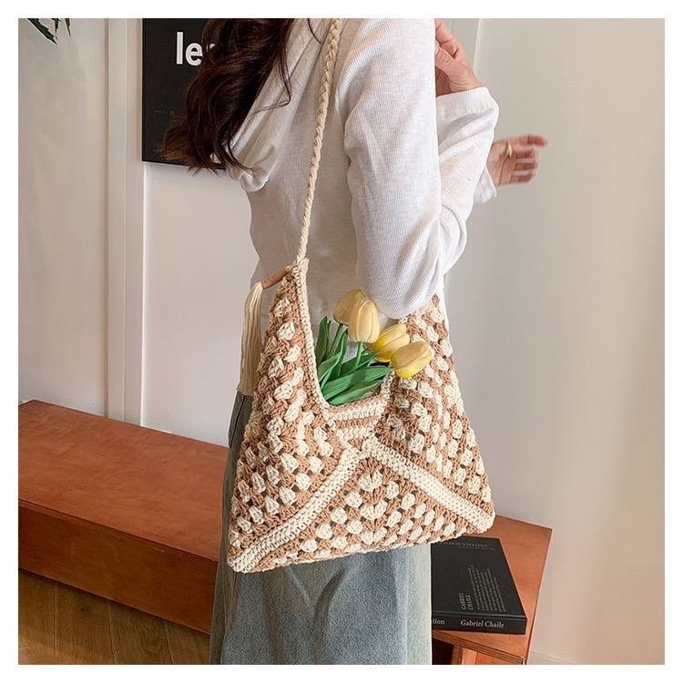 сумка пляжная плетеная,вязаная сумка,плетеная сумка,женская соломенная сумка,вязаная сумочка