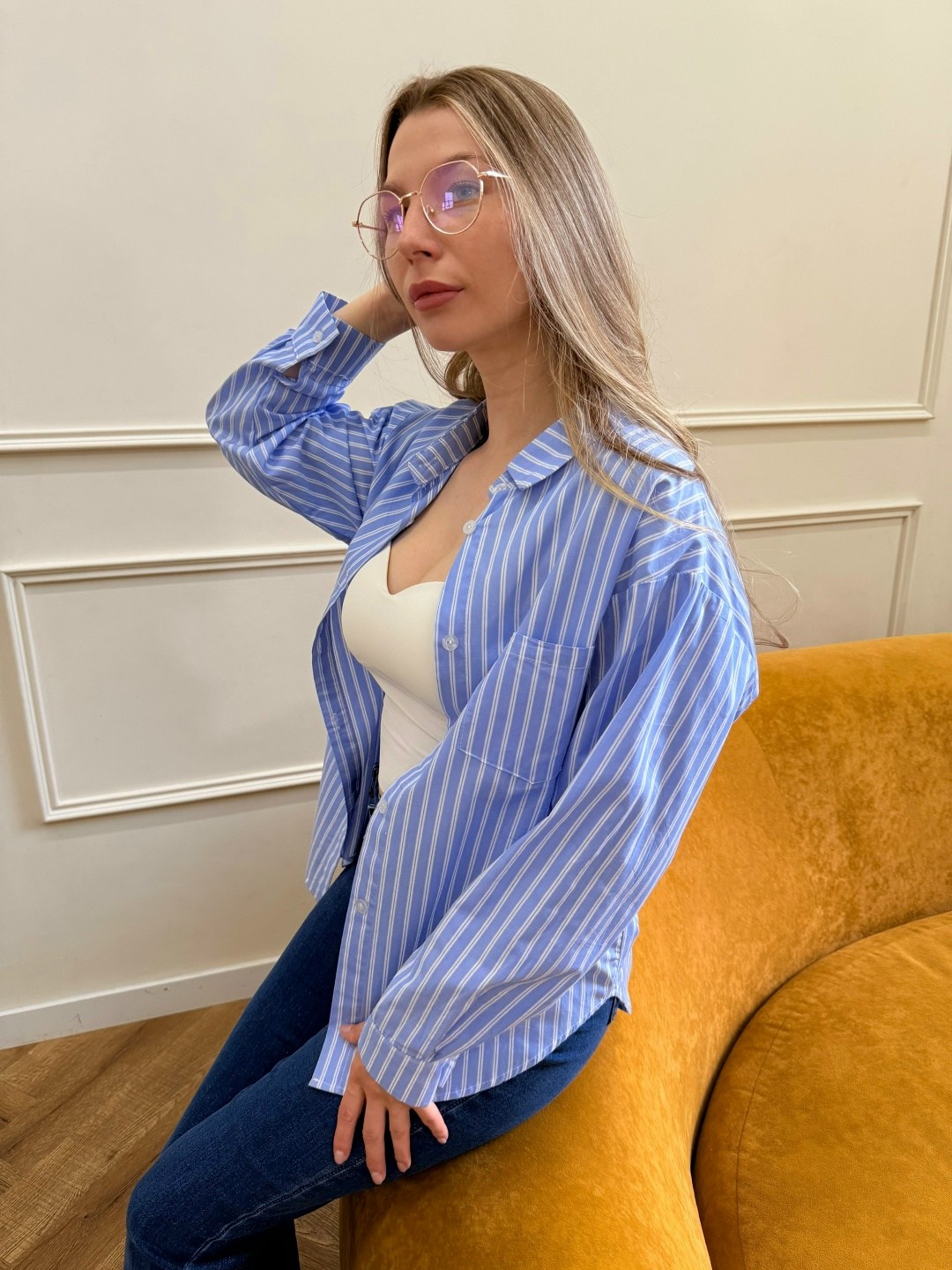 рубашка madmext синий,рубашка в полоску,рубашка женская,стильная рубашка,женская рубашка в полоску