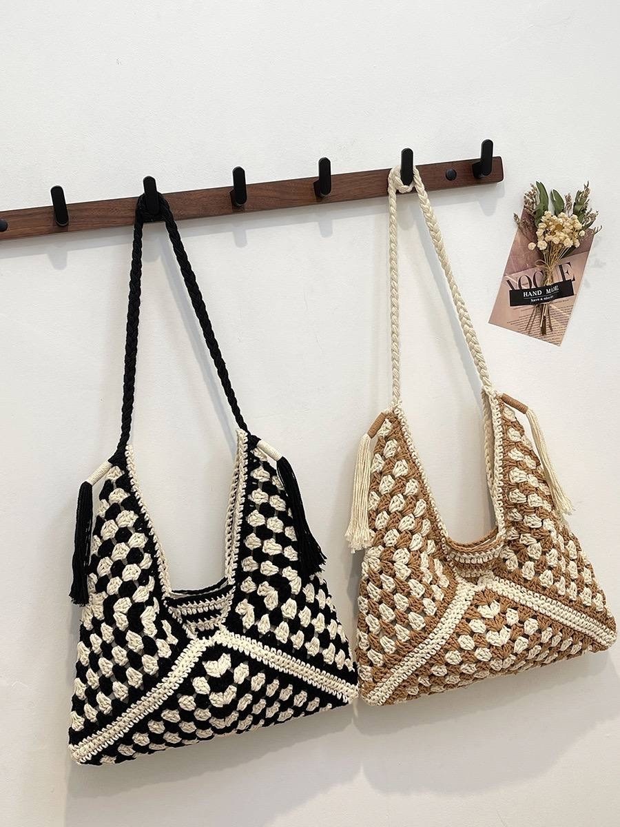 сумка пляжная плетеная,вязаная сумка,плетеная сумка,женская соломенная сумка,вязаная сумочка