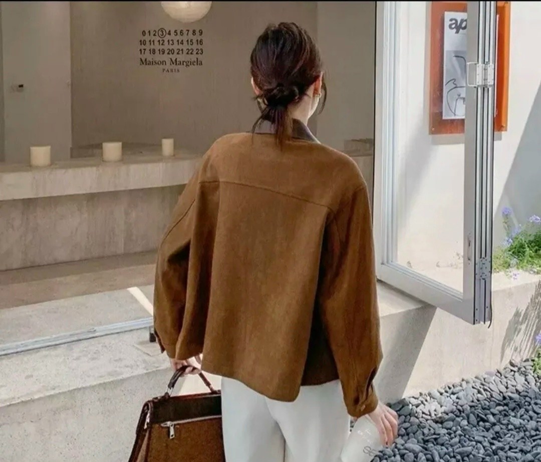 замшевая куртка,женская замшевая короткая куртка в корейском стиле,повседневная куртка,куртка из искусственной замши,замшевая куртка женская