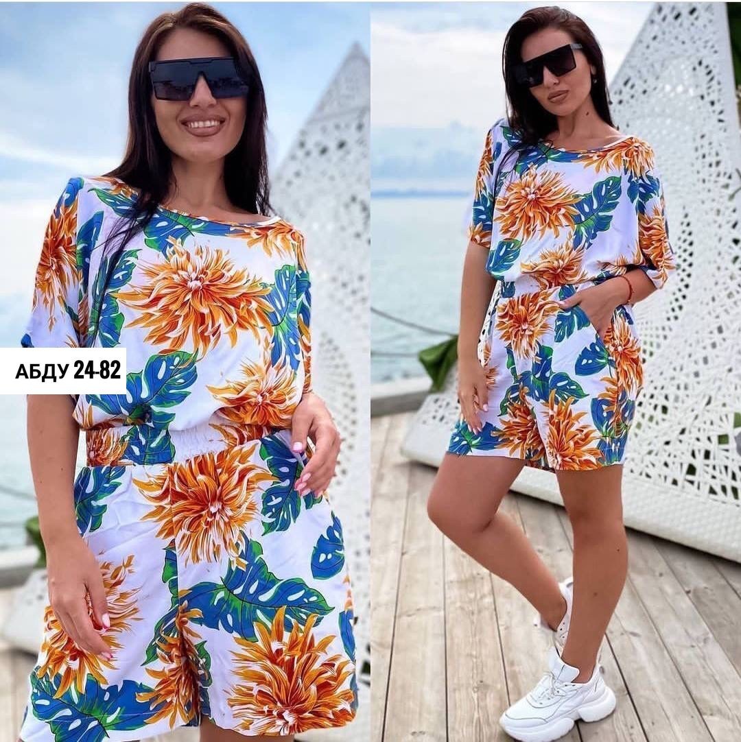 женский костюм летний,летние костюмы,женские костюмы,летние комбинезоны,комбинезон с принтом