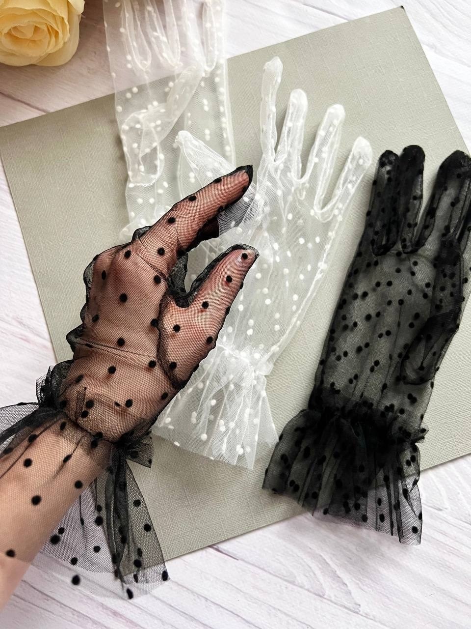перчатки в сетку короткие прозрачные в горошек,перчатки женские кружевные,прозрачные перчатки,перчатки прозрачные в горох,кружевные перчатки