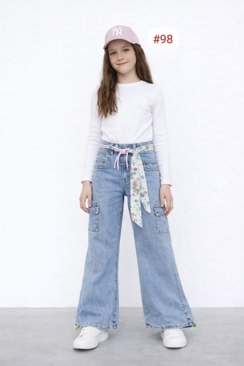 джинсы для девочки,джинсы широкие для девочек,джинсы клеш для девочек,джинсы для девочки kaftan размер 30 (98-104 см) голубые,широкие джинсы подростковые