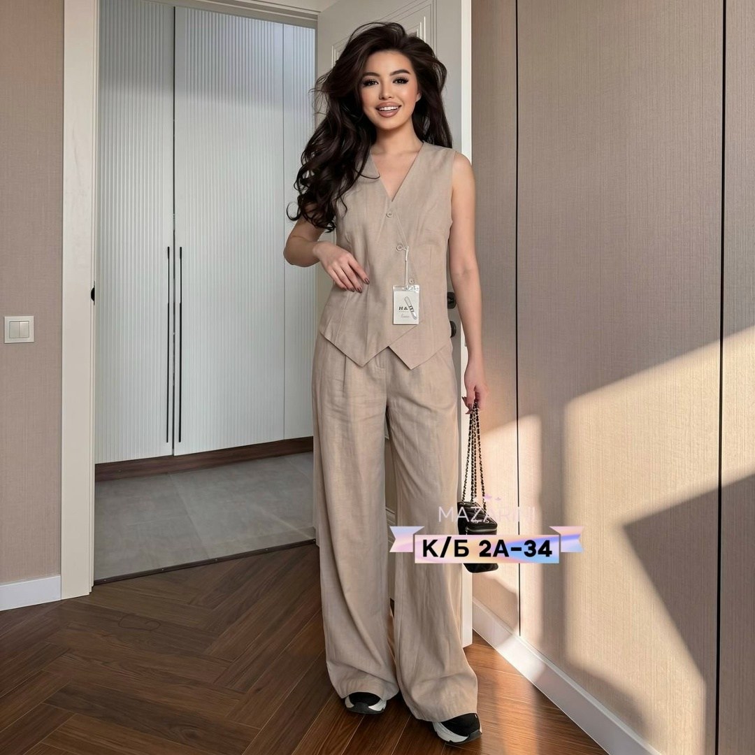 костюм летний льняной с жилетом и брюками палаццо,костюм льняной летний брючный с жилетом и брюками паллацо,женский брючный костюм двойка,брючный костюм,костюм льняной летний брючный с жилетом и брюка