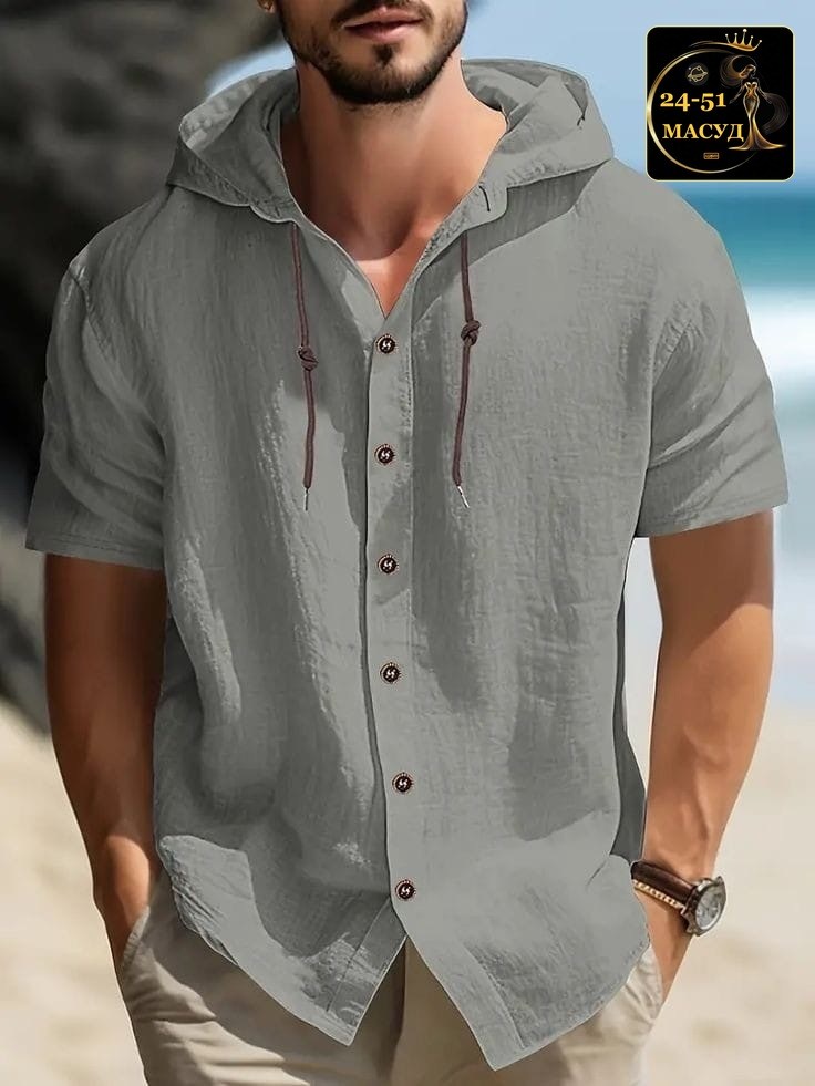 рубашка с капюшоном,рубашка мужская с капюшоном,мужская повседневная рубашка,мужская льняная рубашка,летние рубашки