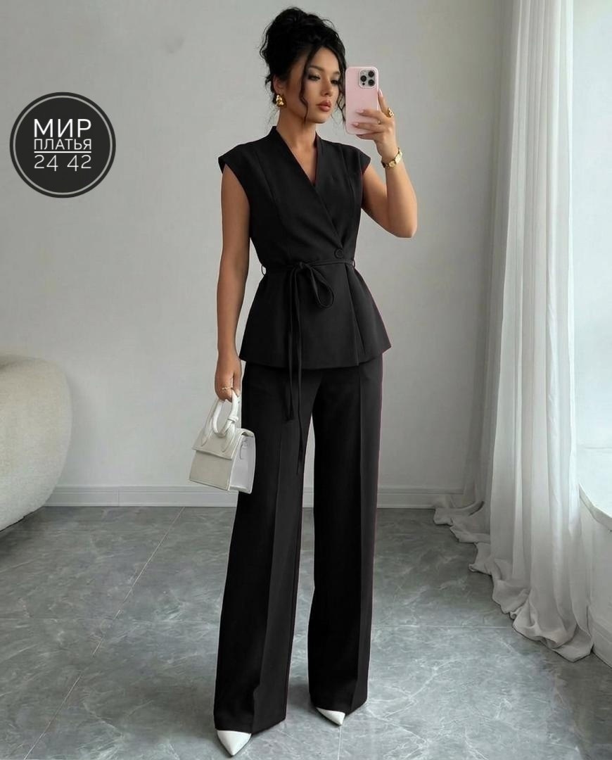 брючный костюм,летний брючный костюм с жилетом bk06-10-1,белый костюм брючный,стильные костюмы,костюм женский брючный