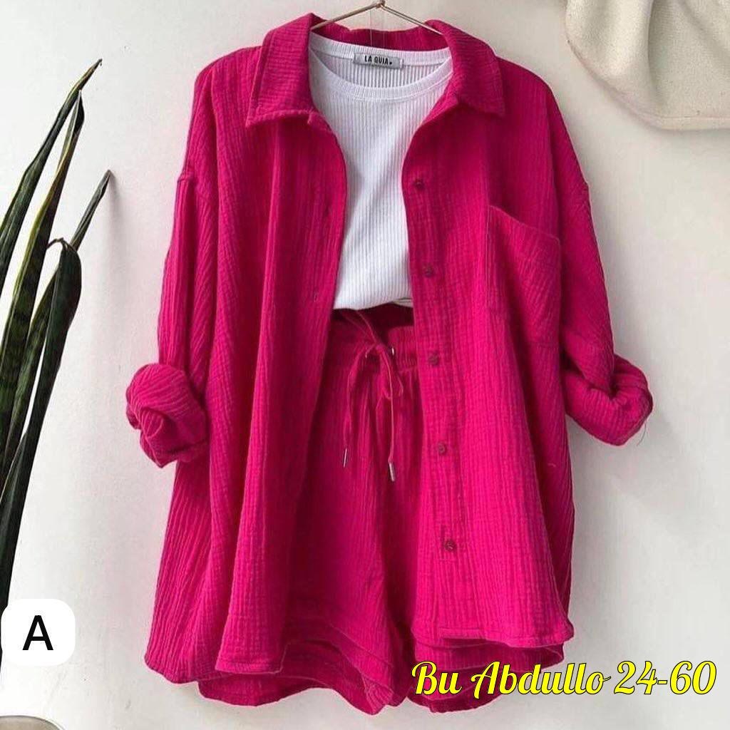 муслиновый костюм женский с шортами,костюм двойка женская,женские костюмы,комплект одежды,