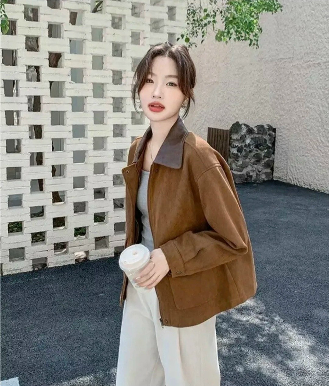 замшевая куртка,женская замшевая короткая куртка в корейском стиле,повседневная куртка,куртка из искусственной замши,замшевая куртка женская