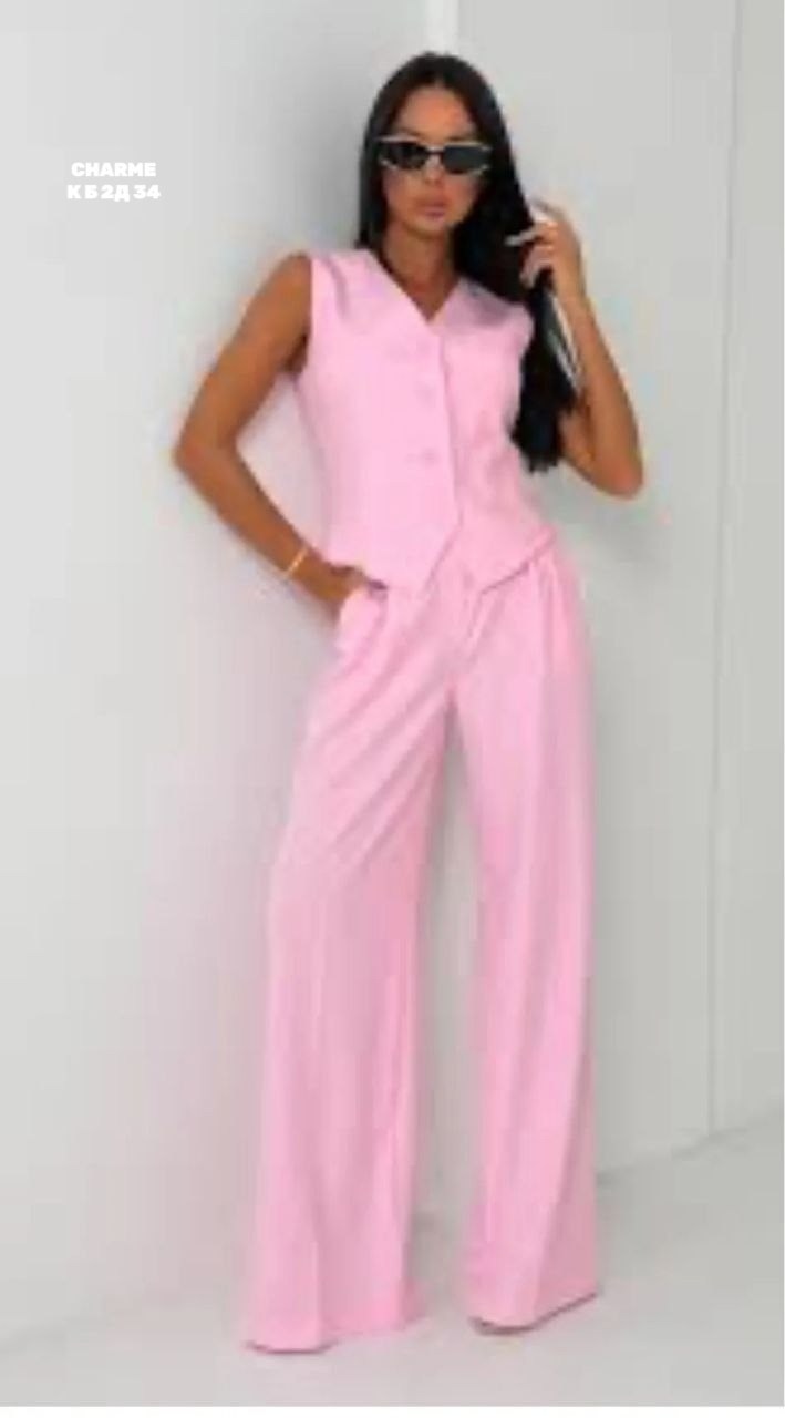 брючный костюм женский,костюм летний льняной с жилетом и брюками trendyclo,брючный костюм,льняной костюм