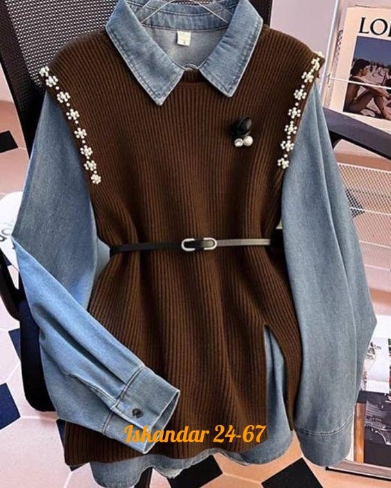 женский вязаный жилет,жилет с рубашкой,трикотажный жилет,свитер жилет,вязаный жилет