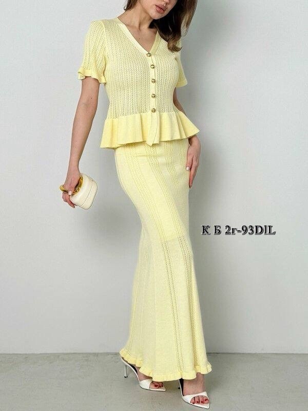 костюм юбочный трикотажный вязаный khubbi,костюм с юбкой,вязаное крючком платье,трикотажные костюмы,костюм женский крючком