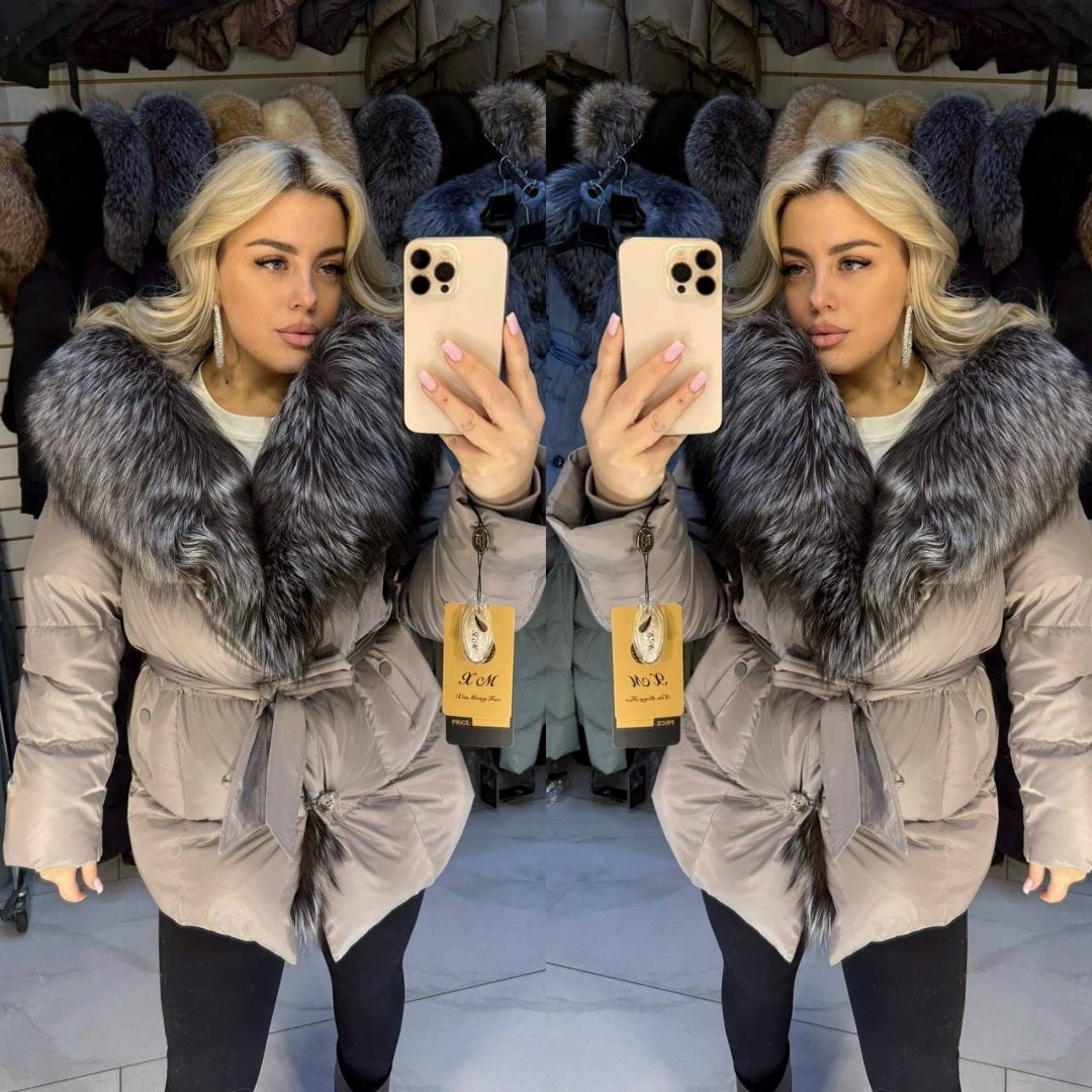 зимняя женская куртка с мехом финской чернобурки,пуховик с натуральным мехом женский,пуховик с натуральным мехом,пуховик с мехом,пуховик с натуральным мехом furs lux