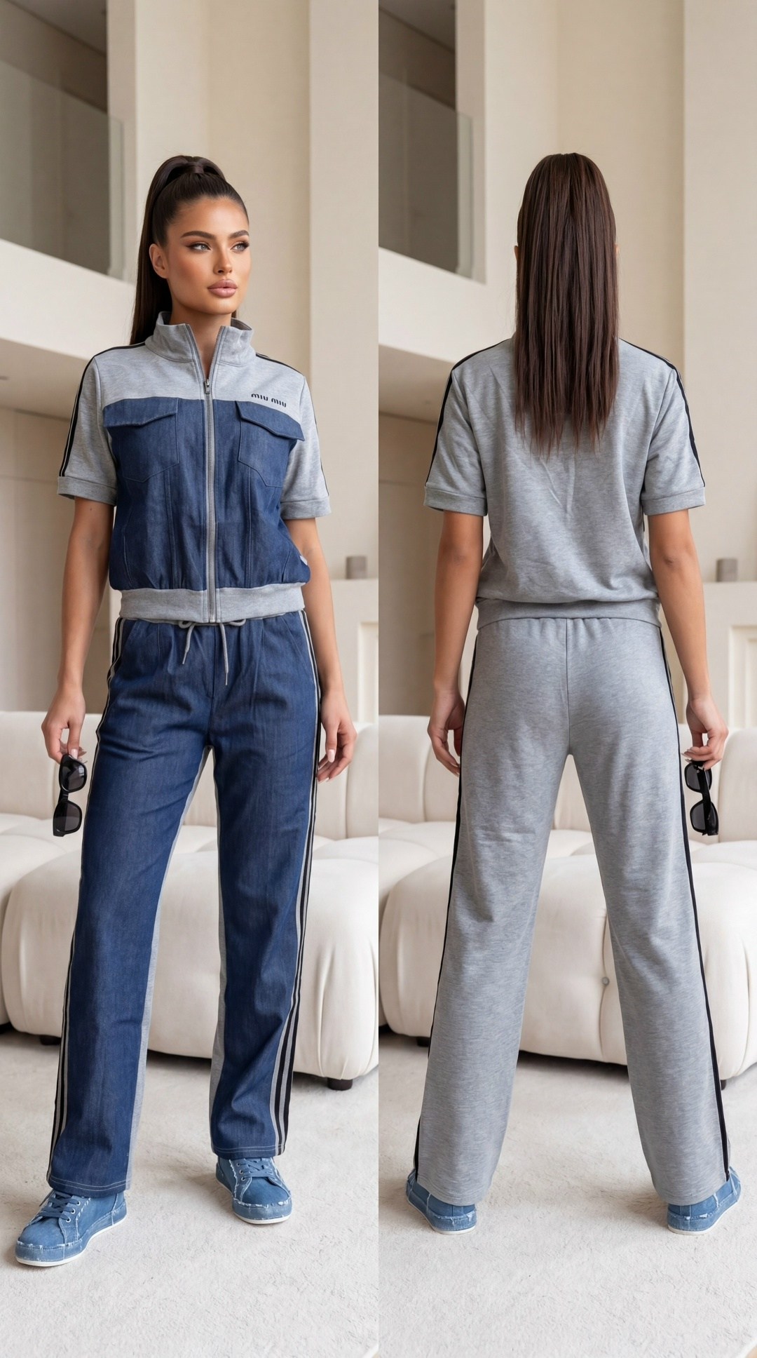 костюм джинсовый брючный waibe one 255434249,костюм джинсовый брючный w.one,костюм джинсовый брючный,костюм джинсовый брючный waibe one цвет белый синий,костюм джинсовый