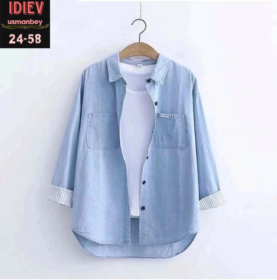 джинсовая рубашка женская 2026,рубашка женская джинсовая,женская джинсовая рубашка с длинным рукавом,рубашка повседневная джинсовая,рубашка с длинным рукавом джинсовая