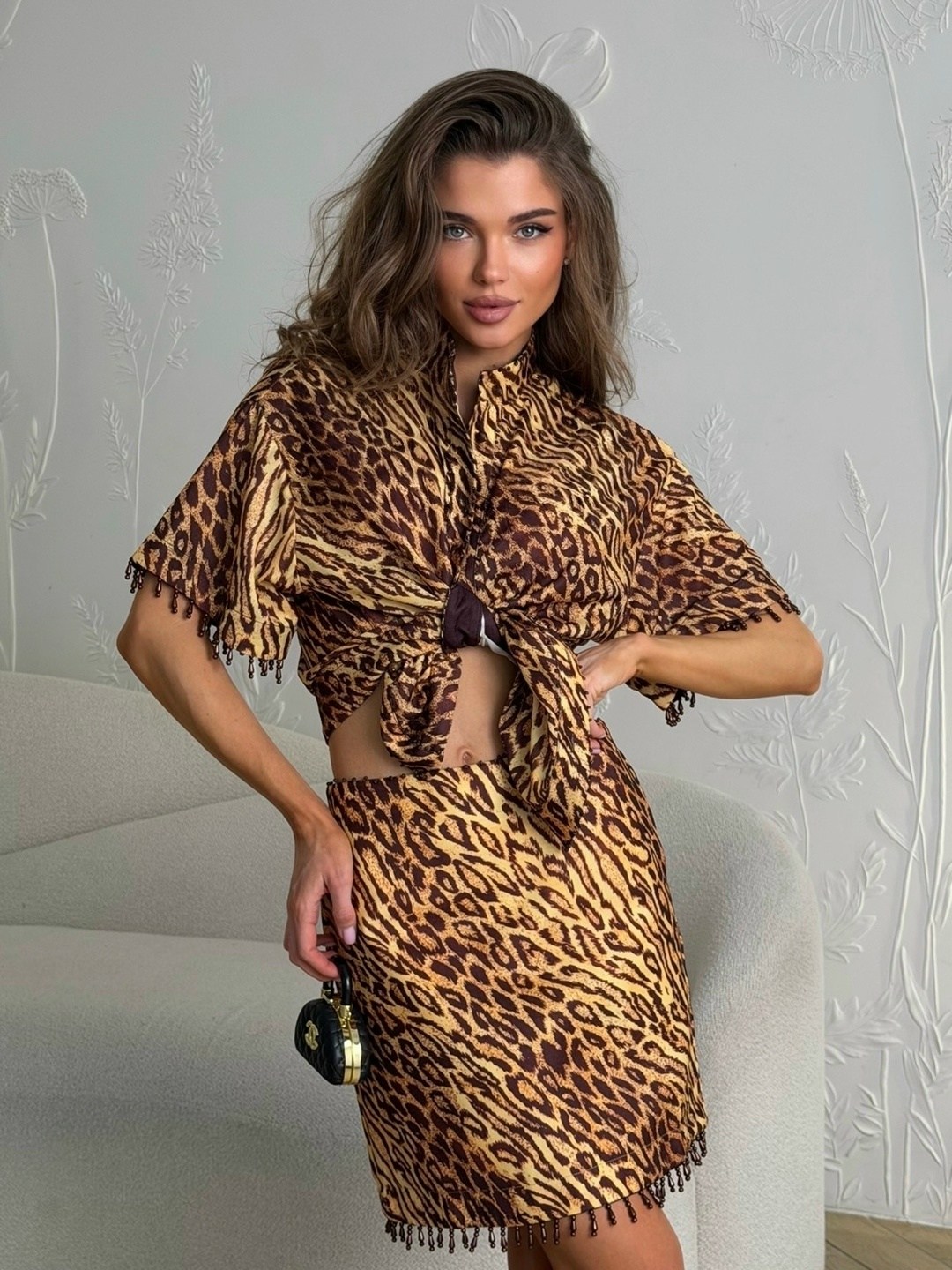 костюм леопардовый,пижама для женщин,костюм с юбкой,