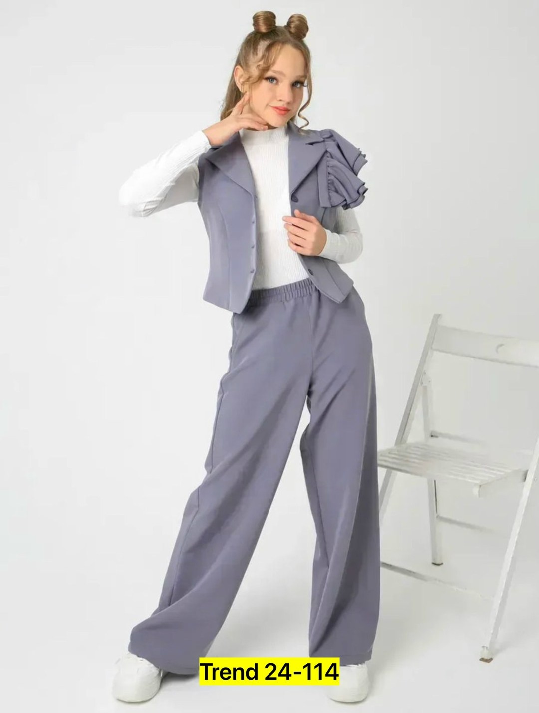 брючный костюм женский,серый брючный костюм,костюм брючный,брючный комплект gizart 5378 серый,костюм брючный с жилетом