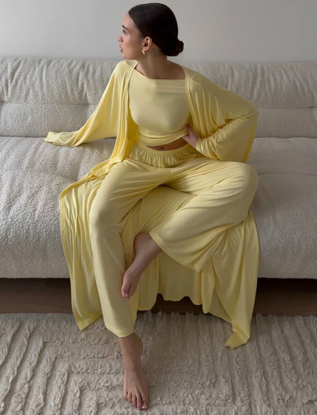 вечерние костюмы,длинный кардиган,стильные костюмы,широкие брюки