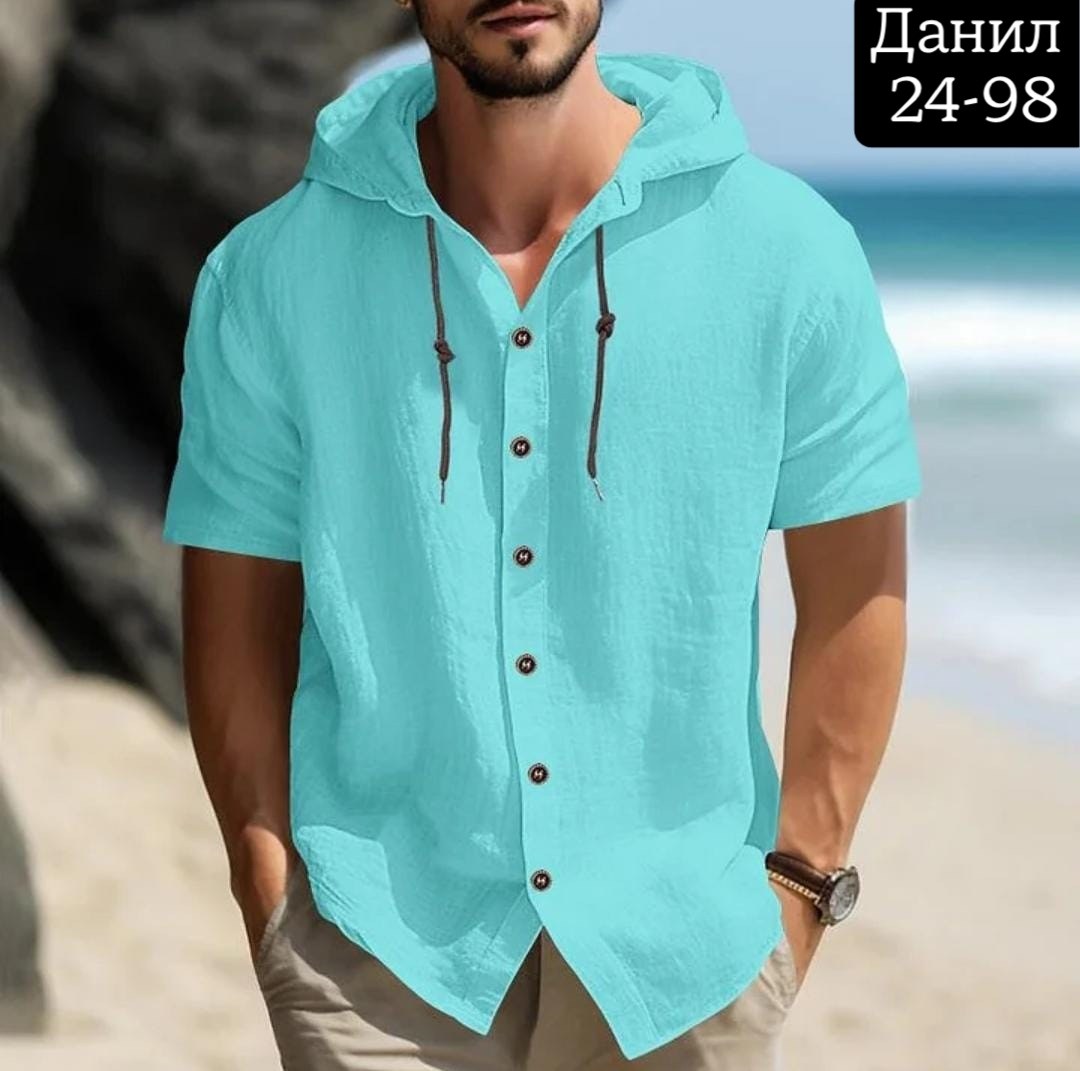 летние рубашки,рубашка с капюшоном,рубашка мужская с капюшоном,рубашка мужская белая,мужская повседневная рубашка
