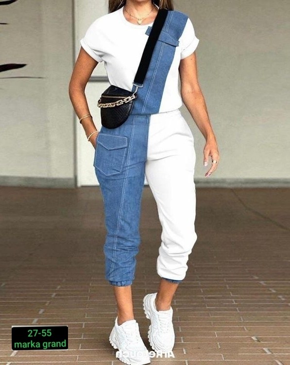 женский джинсовый комбинезон,джинсовые комбинезоны,женский джинсовый костюм,женский спортивный костюм из двух предметов,джинсовые костюмы