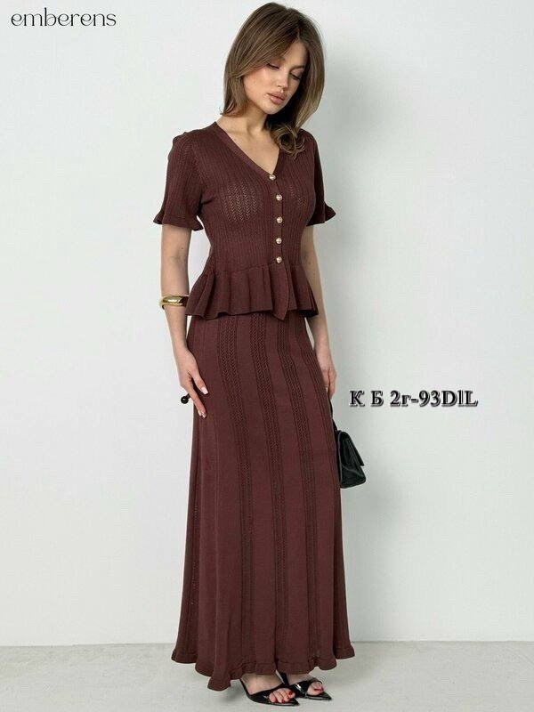 костюм юбочный трикотажный вязаный khubbi,костюм с юбкой,вязаное крючком платье,трикотажные костюмы,костюм женский крючком