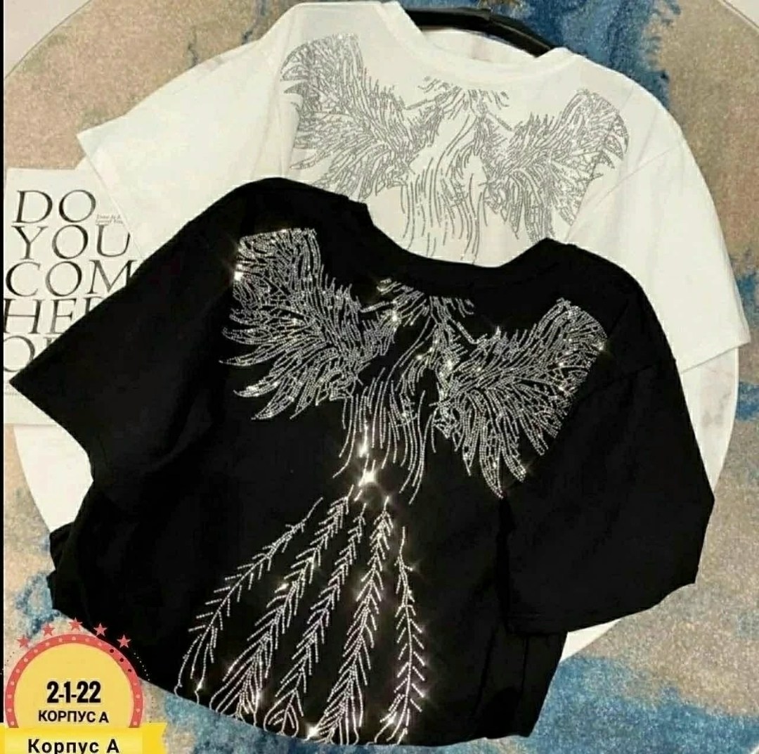 футболка с крыльями ангела на спине мужская,футболки женская,модные футболки,футболка женская с крыльями,футболка со стразами