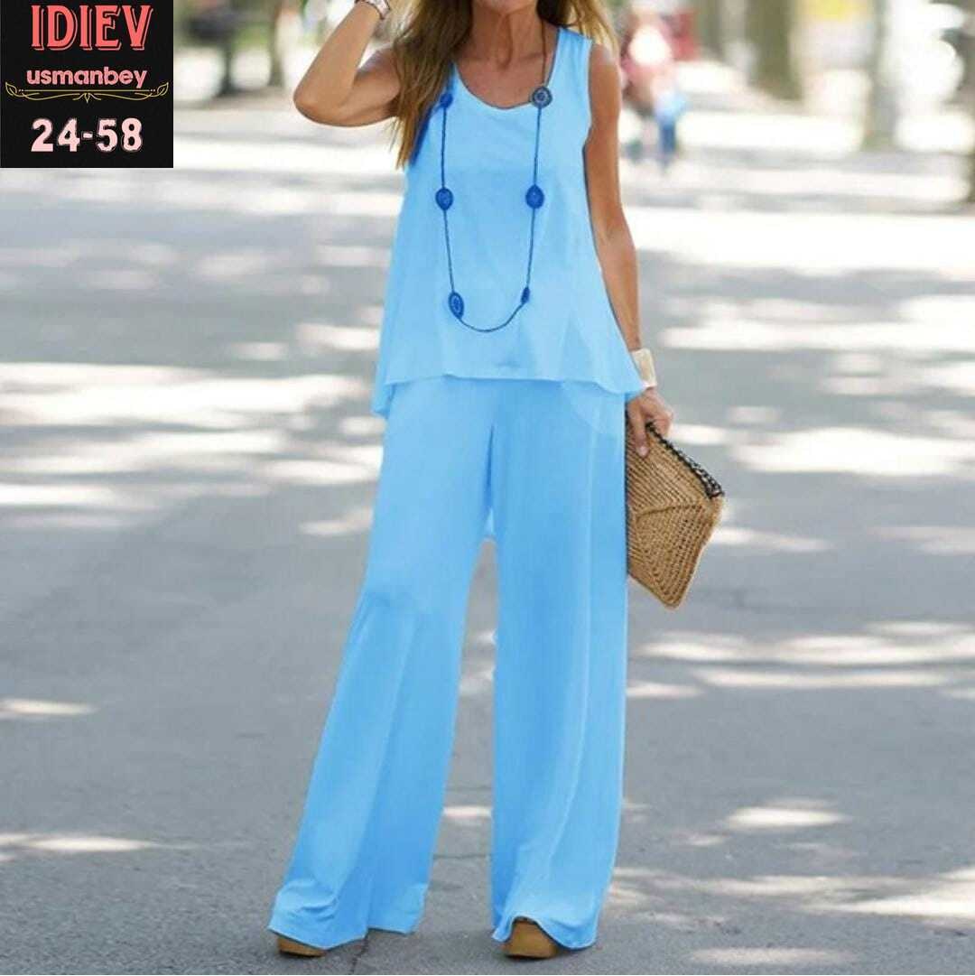 женские летние костюмы,летние костюмы для женщин,женский повседневный костюм из двух,костюм женский,брюки с широкими штанинами элегантные