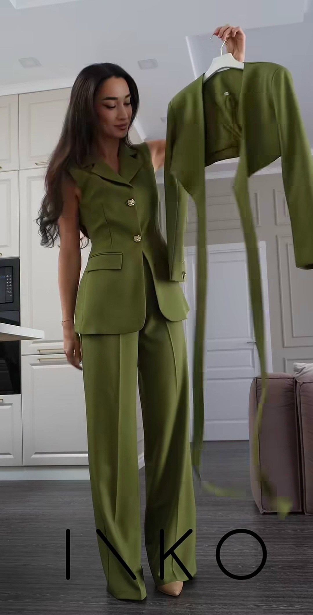 брючный костюм,женские брючные костюмы,оливковый костюм женский брючный,брючный костюм из шелка,классический костюм с брюками палаццо