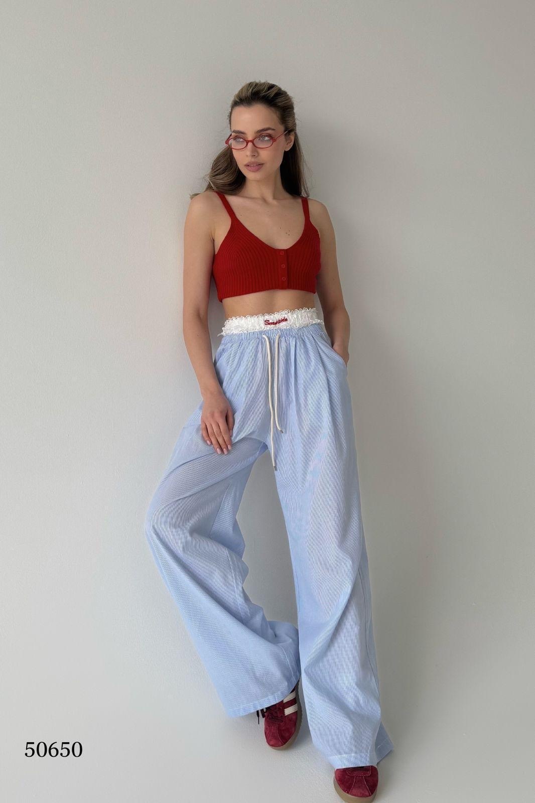 брюки палаццо из муслина,брюки широкие,повседневные брюки,брюки голубой,брюки палаццо