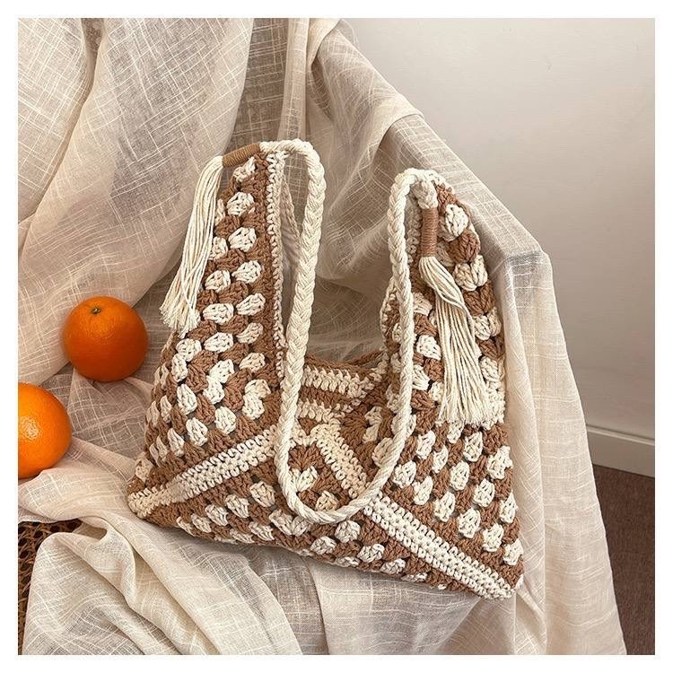 сумка пляжная плетеная,вязаная сумка,плетеная сумка,женская соломенная сумка,вязаная сумочка