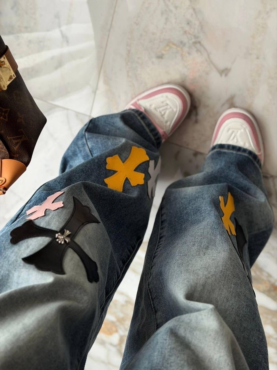 джинсы с вышивкой,джинсы с крестом,джинсовые брюки,джинсы с принтом,осенние y2k винтажные джинсы с цветочной вышивкой для мужчин