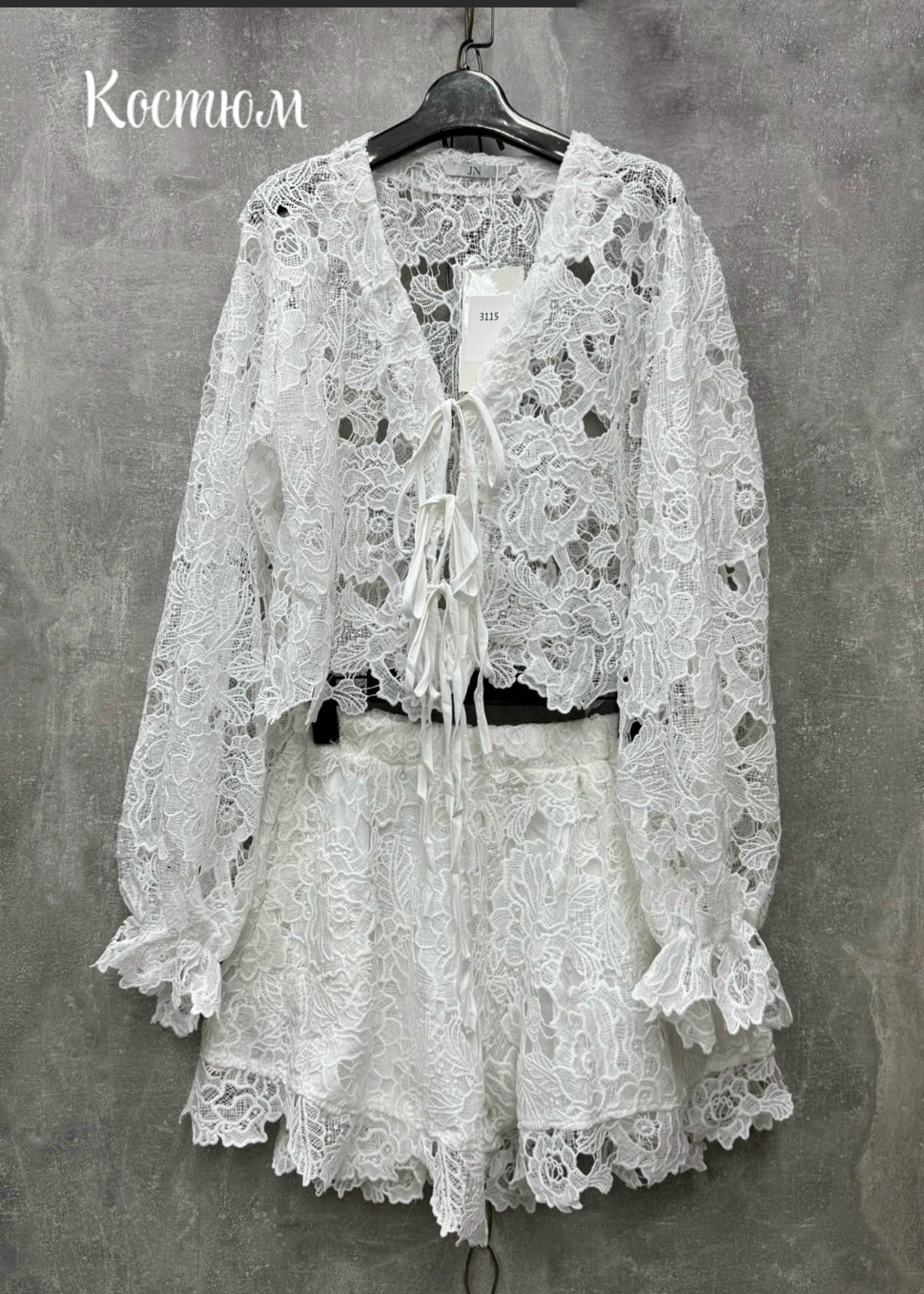 модные костюмы,модные костюмы с гипюром,костюм с кружевом,кружевное платье,кружевной комплект