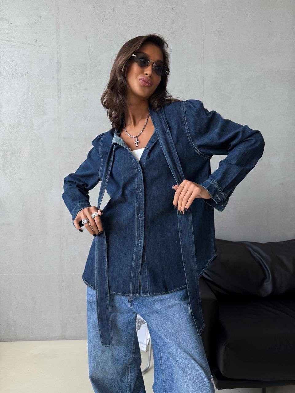 джинсовая блузка,джинсовая рубашка,женская джинсовая рубашка,рубашка с бантом,рубашка женская