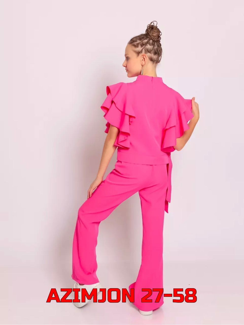 костюм брючный нарядный с воланами для подростка lemada brand,брючный костюм нарядный жатка с воланами для подростка lemada brand малиновый,костюм повседневный детский tuffy 28851 фуксия,костюм брючны